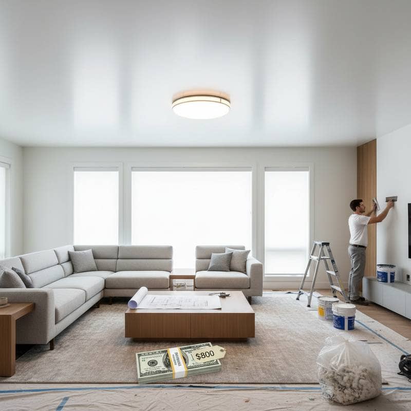 Image for Popcorn Ceiling Removal Costs $800 for Smooth Modern Look