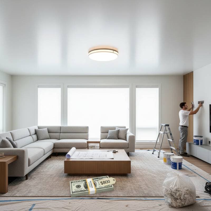 Image for Popcorn Ceiling Removal Costs $800 for Smooth Modern Look