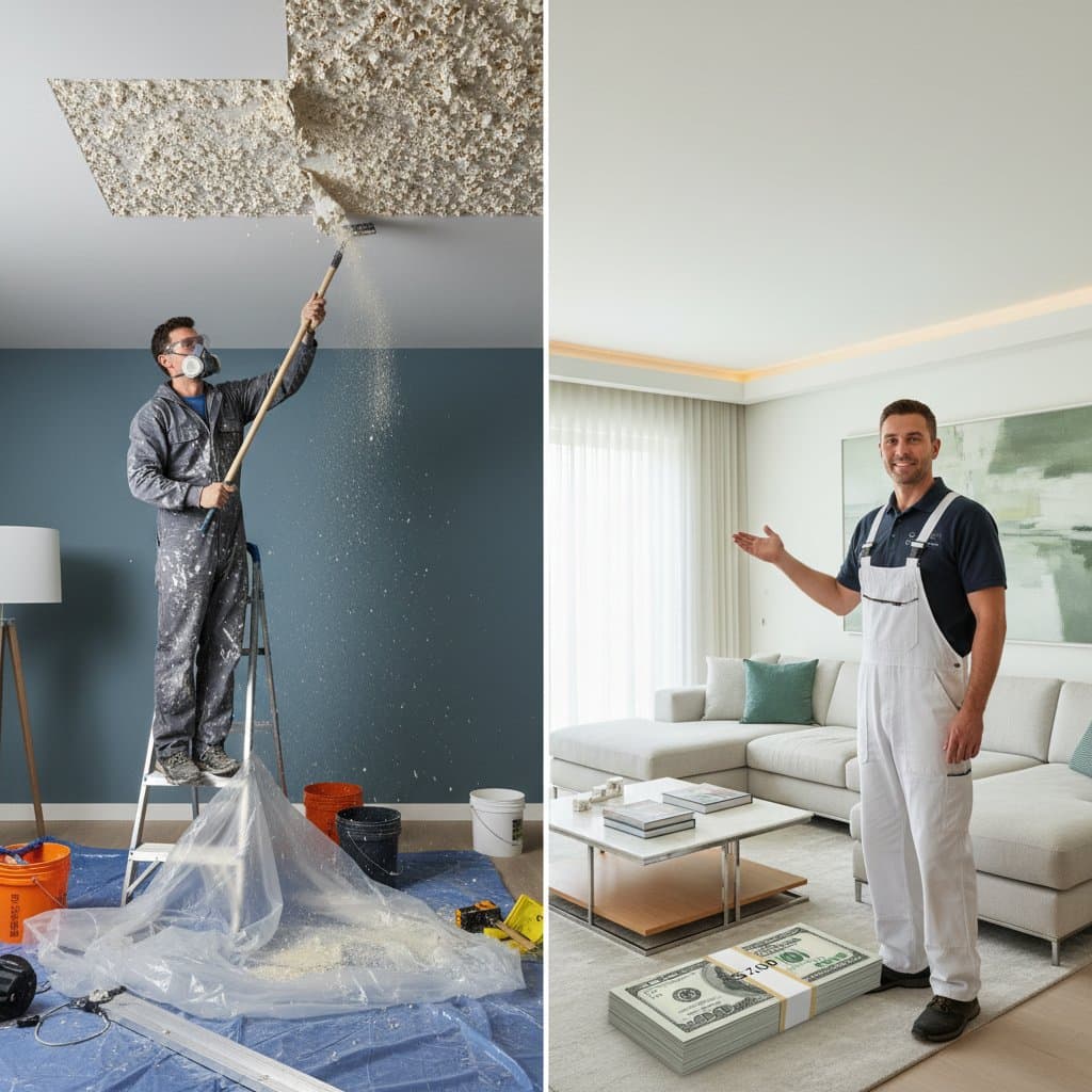 Image for Save $2,700 on Popcorn Ceiling Removal: DIY vs Pro