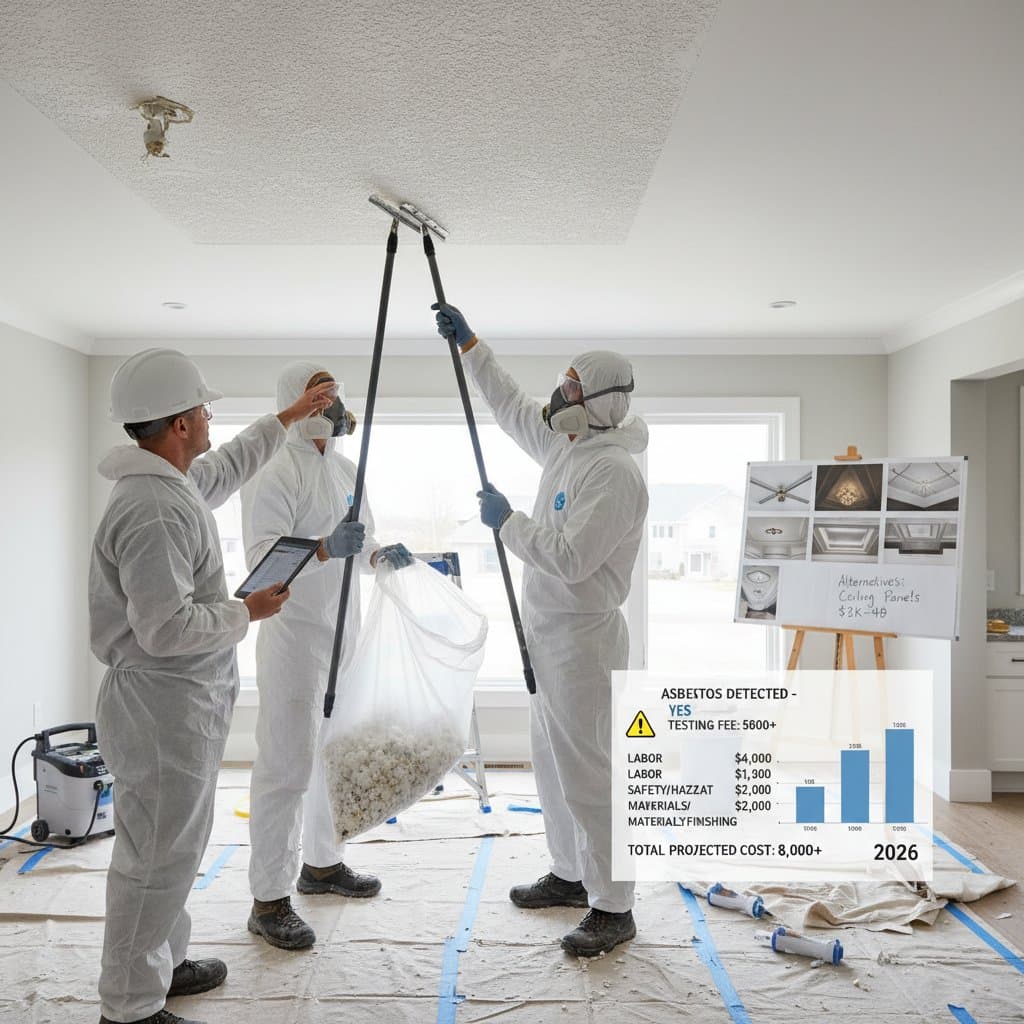 Featured image for Why Popcorn Ceiling Removal Hits $8K in 2026