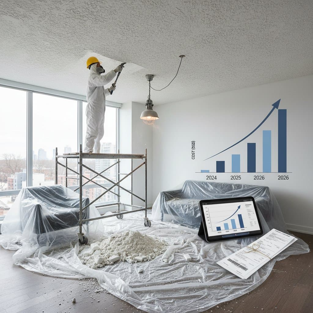 Featured image for Why Popcorn Ceiling Removal Costs Tripled in 2026