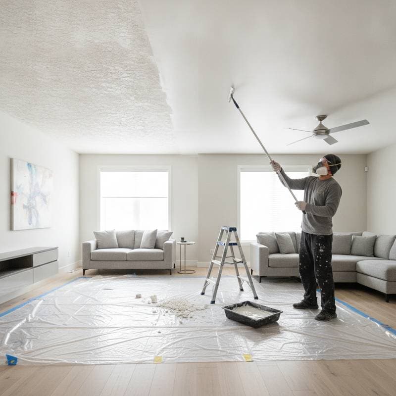Featured image for Popcorn Ceiling Removal: DIY Saves $2 Per Square Foot
