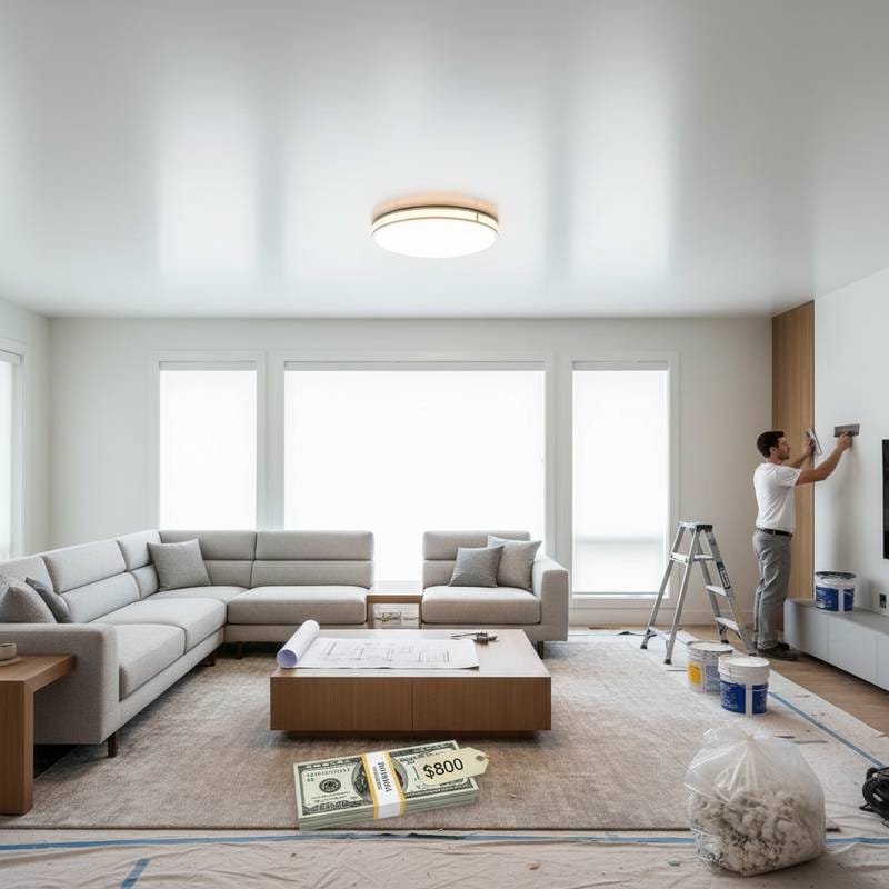 Image for Popcorn Ceiling Removal Costs $800 for Smooth Modern Look