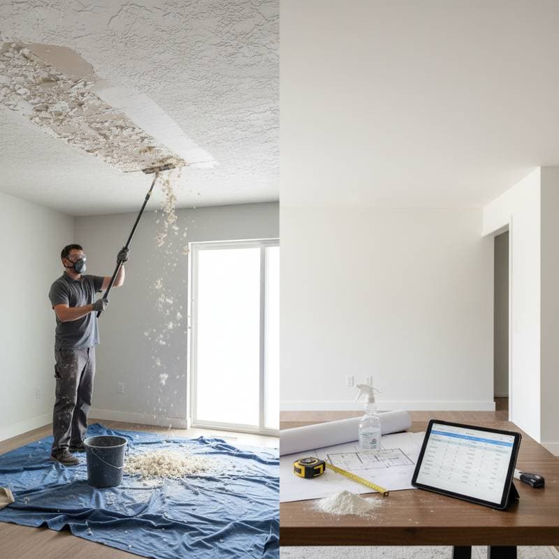 Featured image for DIY Popcorn Ceiling Removal Costs $1-7 Per Square Foot